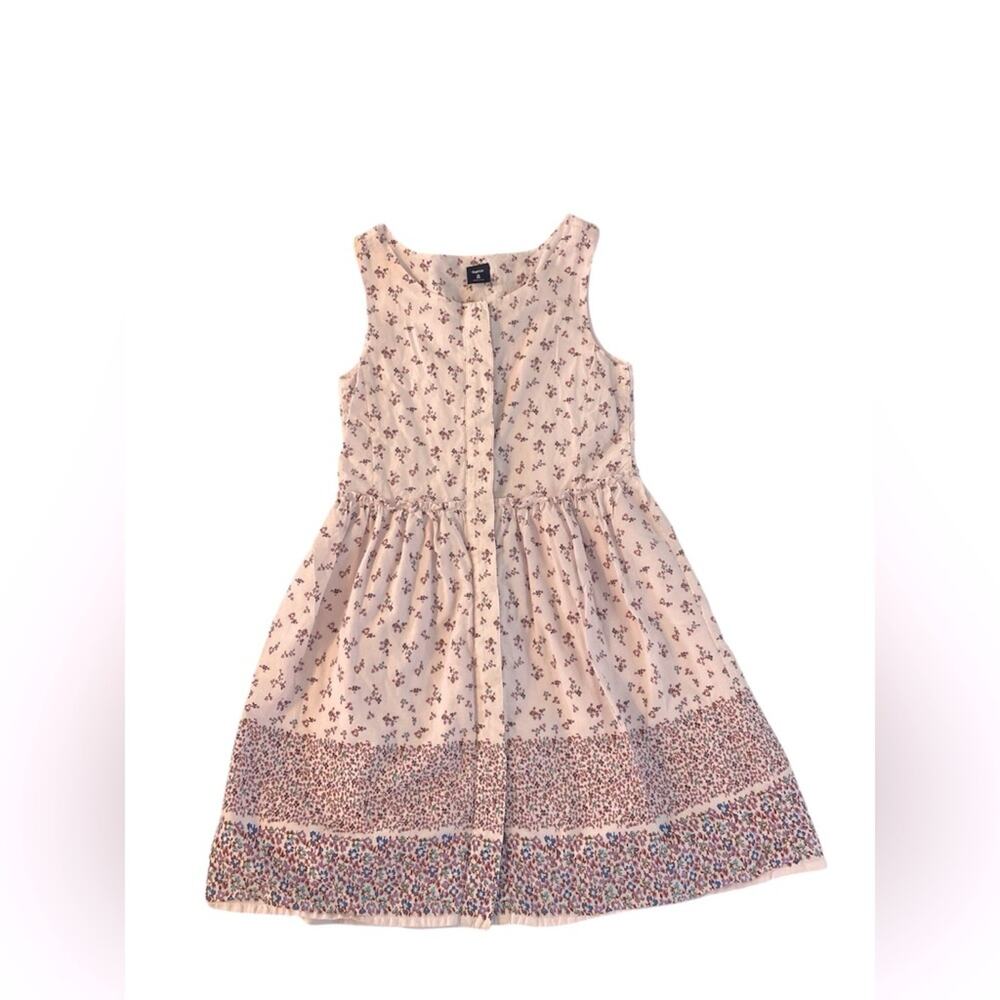 Gap Kids Sleeveless Pink Ditsy Peasant Floral Button Front Dress Size 8